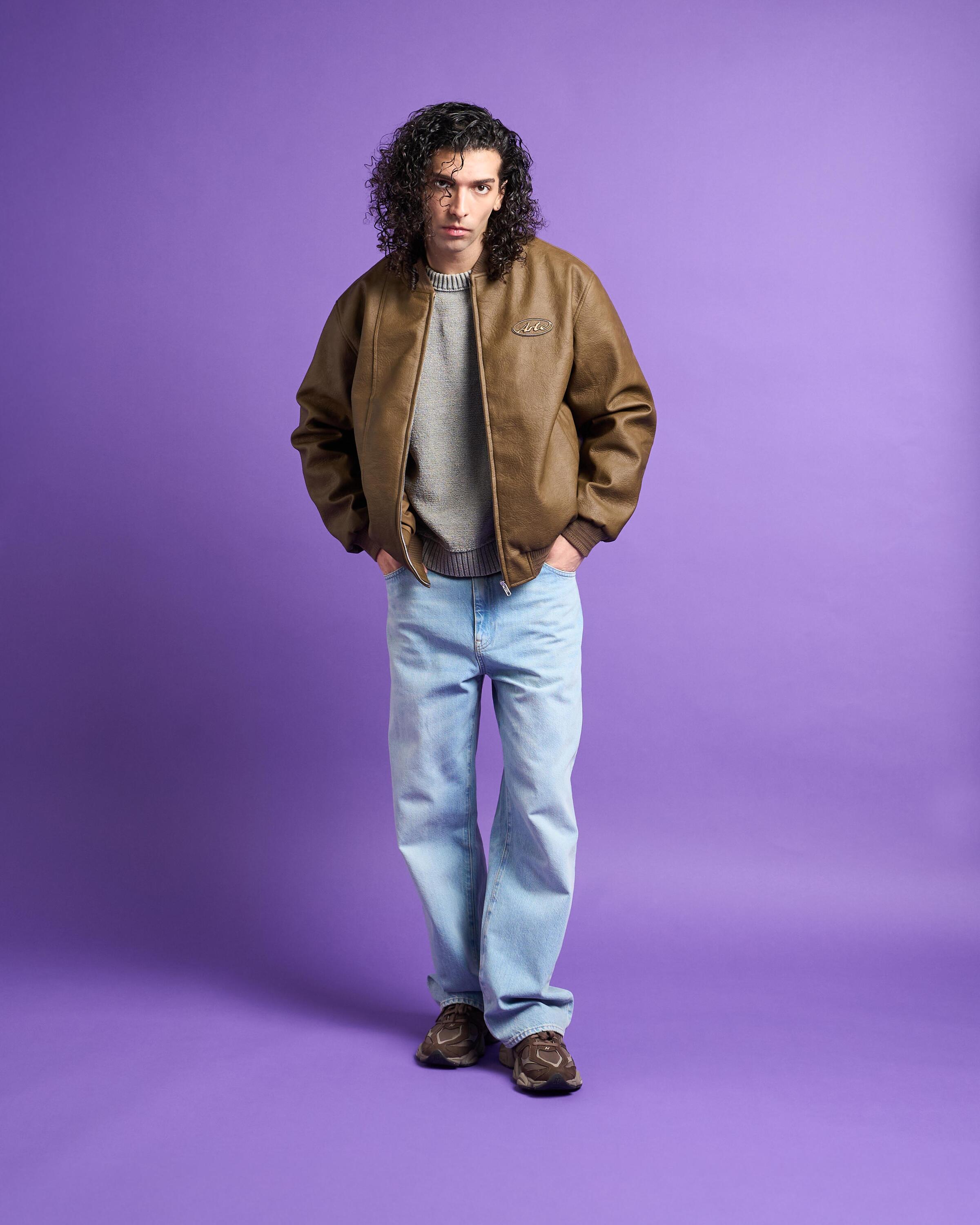 Arte Antwerp Leather Varsity Jacket | SS26-063J-BRN | AFEW STORE